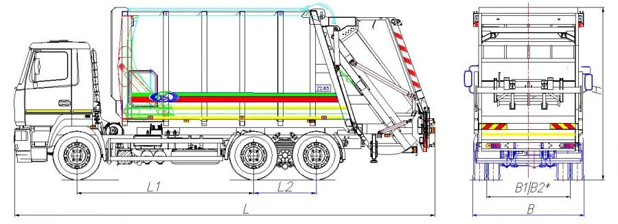 MK-3548-12 Rear-Loading Garbage Truck with Increased Capacity