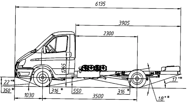 Two-Fuel Engine Chassis for Cargo Truck, Modification 330262