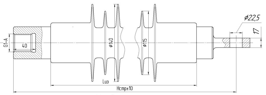 Ribbed Shell Insulator Fixator for Electrified Railways FSPKr 120-25/0.95-D