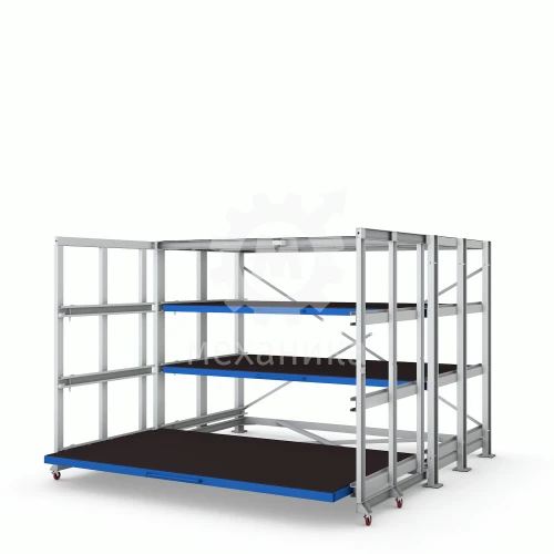Material Storage Rack with Sliding Platforms Model 1692