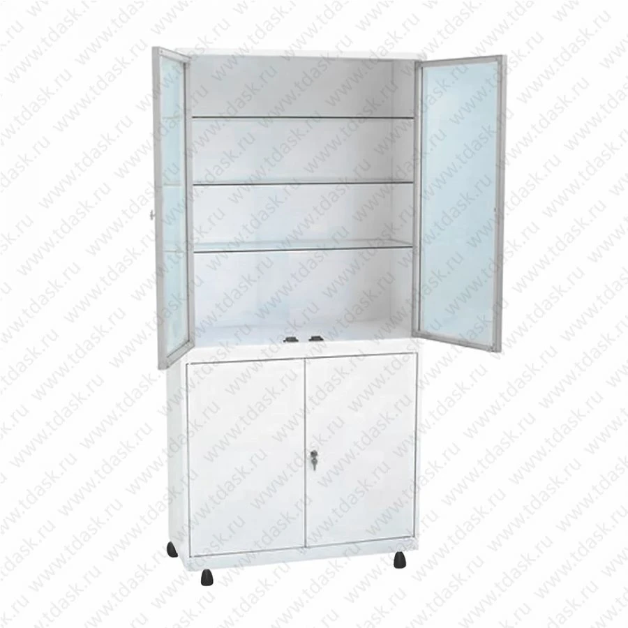 Metal Cabinet with Glass Shelves and Lockable Doors, Model ŠМС.02.00 (Mod. 1)