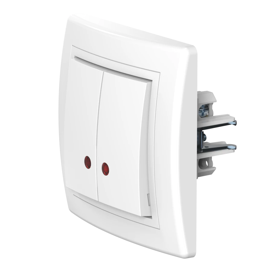 Caduceus Aling Prestige Dual Switch with Indicator 10A, 250V, White, Art. 626.000