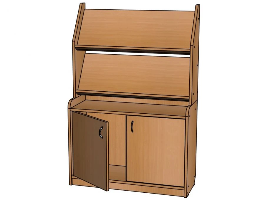 Single-sided Book Display Showcase with Cabinet and Doors, 2 Shelves / SJ131