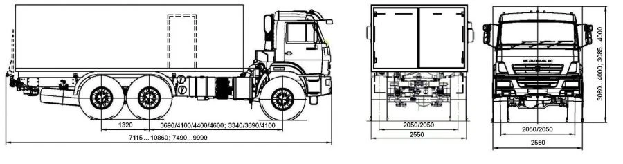 Cargo Truck with Lifting Board Type 1714 Model: 1714-0000010-КА4 on KAMAZ Chassis Model 43118-50, 43118-37, 53