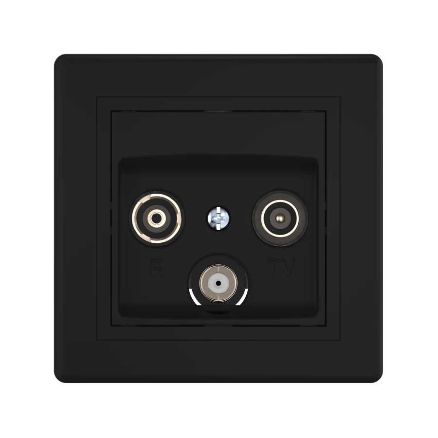 CADUCEUS ALING PRESTIGE Black Soft Touch Antenna Socket TV/FM/SAT, Art. 612S.E1E1E1
