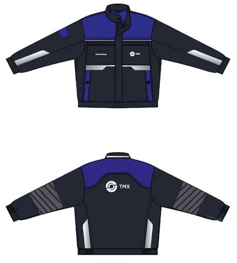 Men's Protective Jacket for Mechanical Impact Art. TMХ005 in Total Eclipse with Strong Blue Color