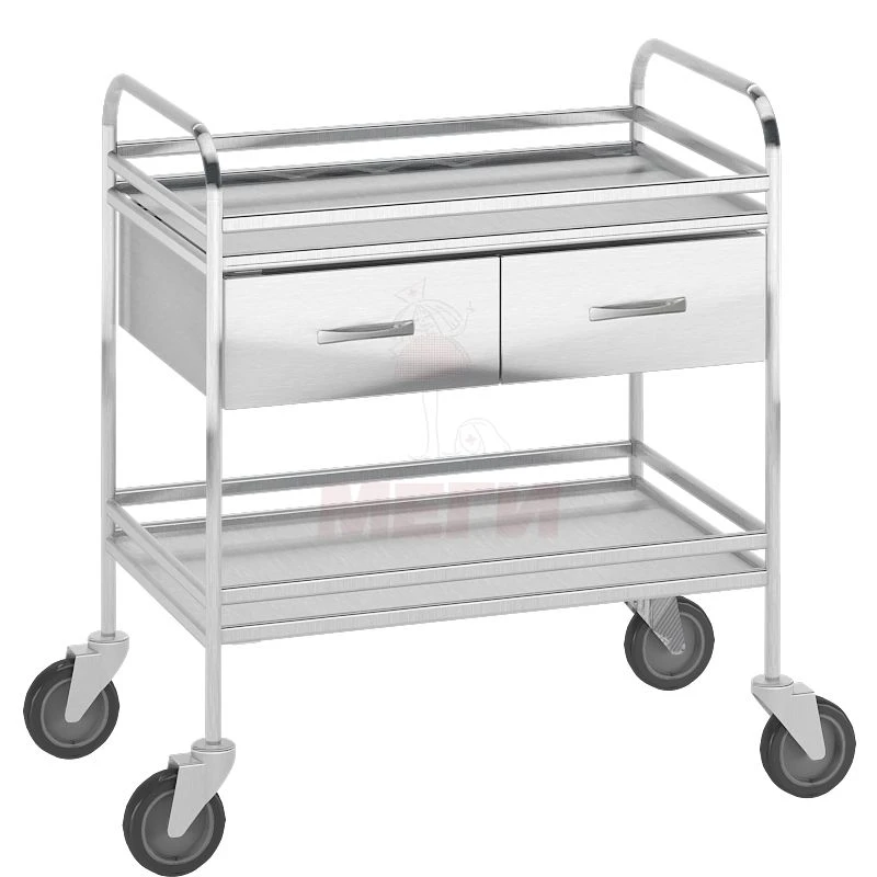 Stainless Steel Movable Manipulation Table with Two Shelves - SM549-02-MSK
