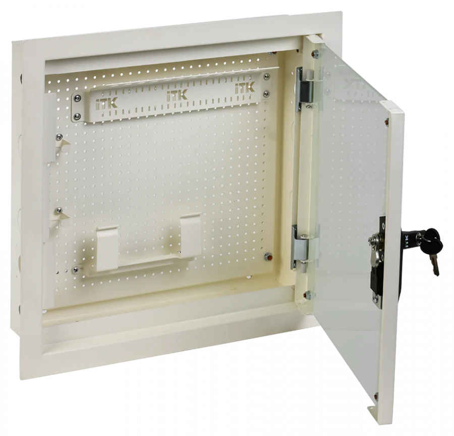 LINEA R Multimedia Cabinet 3 Compartments 400x400mm Glass White RAL9016