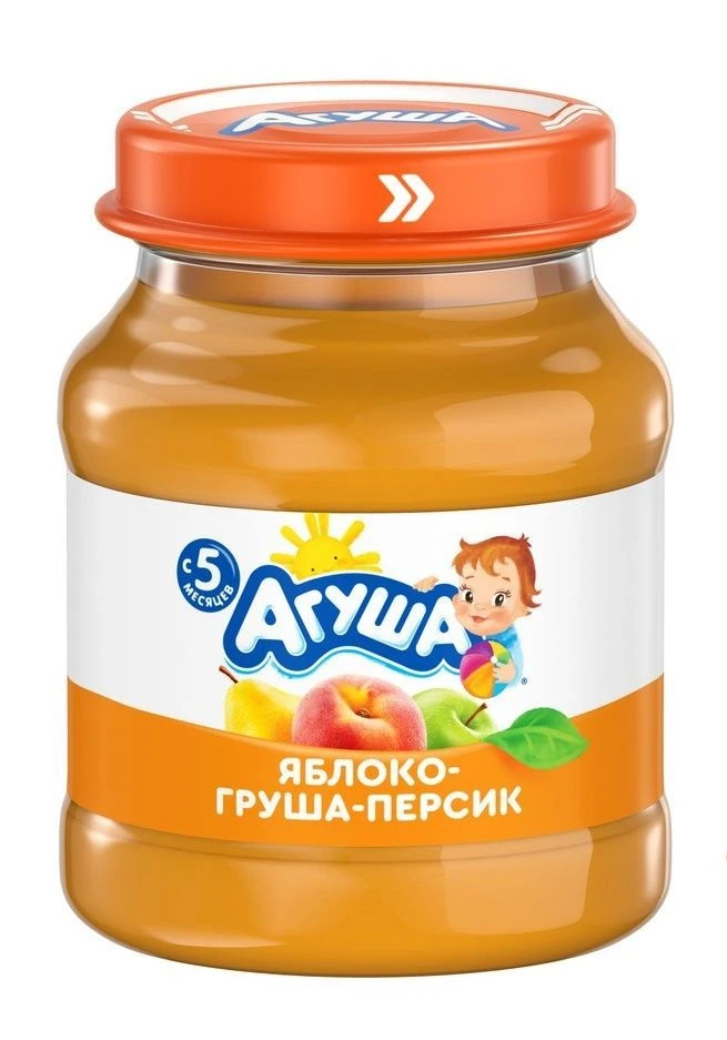 Homogenized Apple, Pear, and Peach Puree "Agusha" 100g