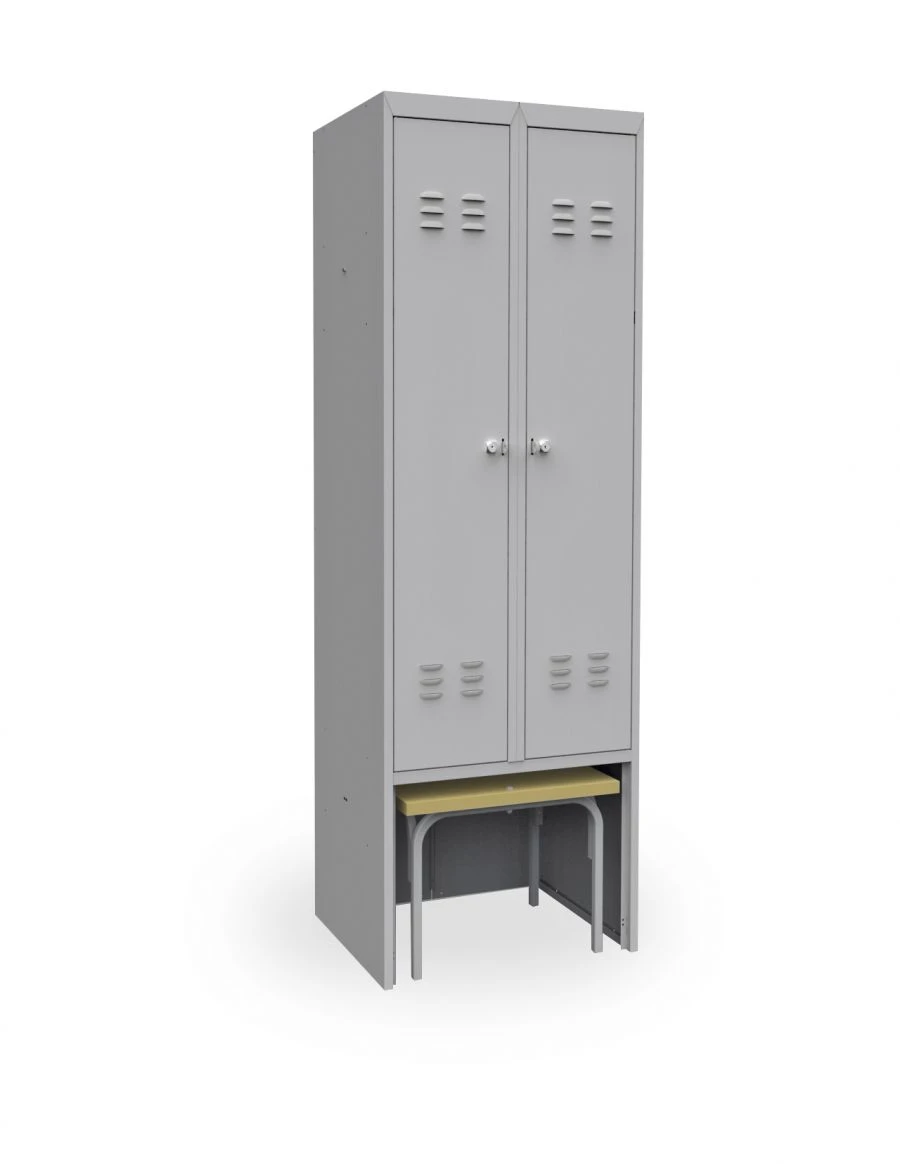 Metal Clothing Cabinet SHR-22 L600 VSK with Pull-Out Bench