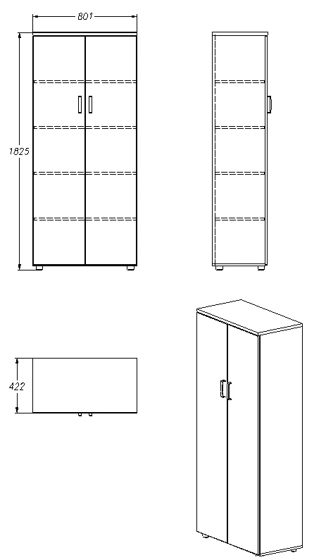 Storage Cabinet Series 402.80.183 for Documents and Office Supplies