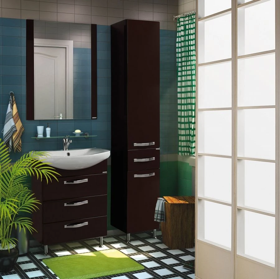 Elegant Dark Brown Bathroom Cabinet Aquaton Aria 65 H 1A123401AA4301