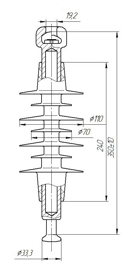 Ribbed Shell Insulator for Contact Network PSpKr 120-3/0.6-D-GP