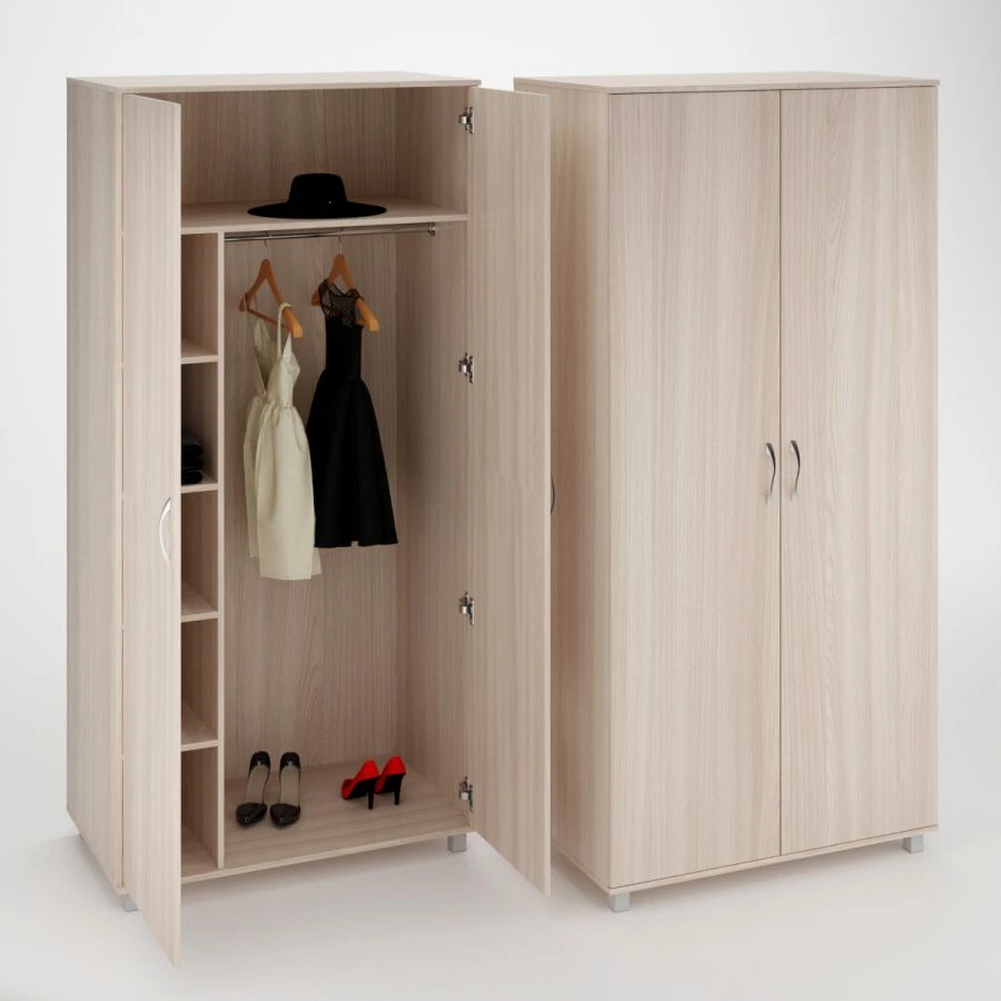 Office Wardrobe with Shelves and Chrome Rod