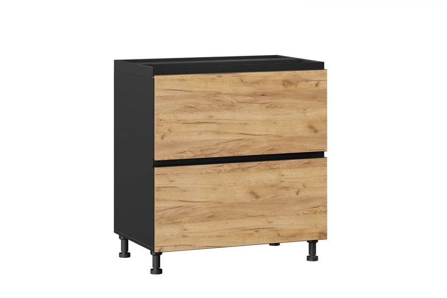 Luxurious Kitchen Cabinet Front Facade 800 with 2 Drawers, Model LD.281160.000 (Golden Oak/Black)
