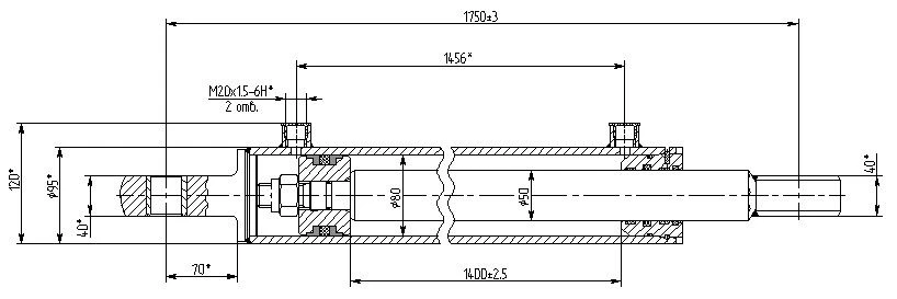 Hydraulic Cylinder 1150.00.00.00 (80x50-1400 mm), 16 MPa