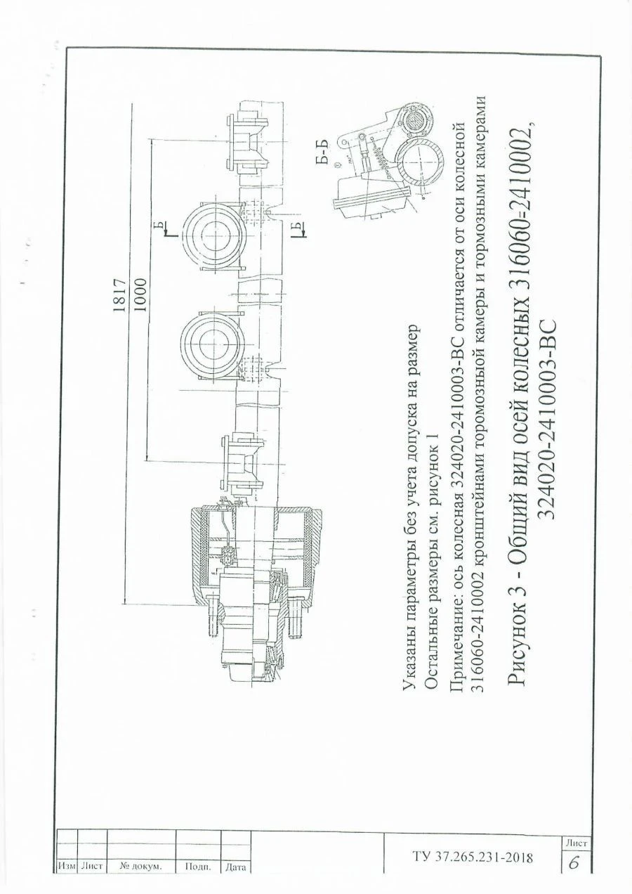 Wheel axle with brakes, load capacity up to 12 tons, model 316060.2410002