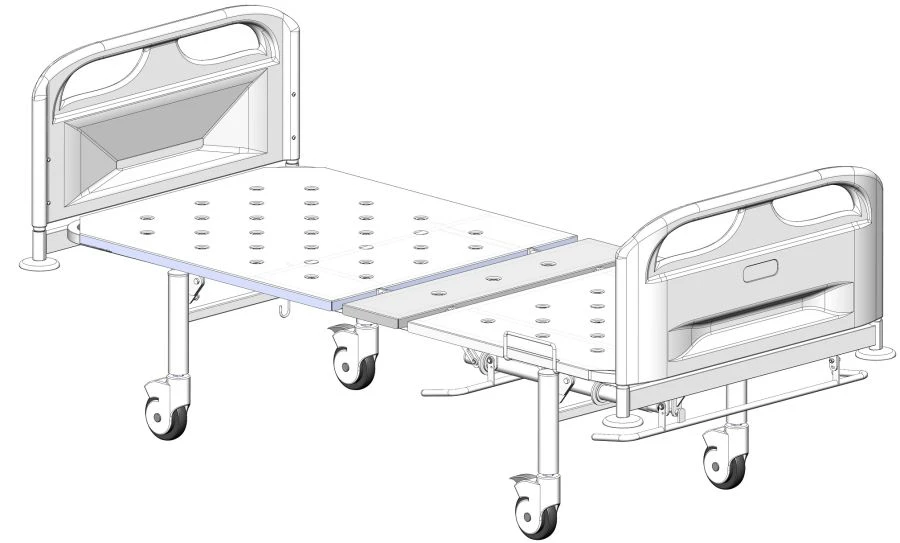 Functional Hospital Bed on Wheels with Plastic Backs, Model MSK-4102