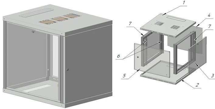 Wall-Mounted Telecommunications Cabinet 19" 13U, Model SHC-S-13U-532x625x700-MG