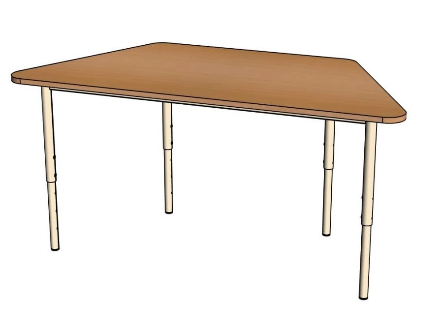 Trapezoid Table for Two with Metal Frame - Model SD44