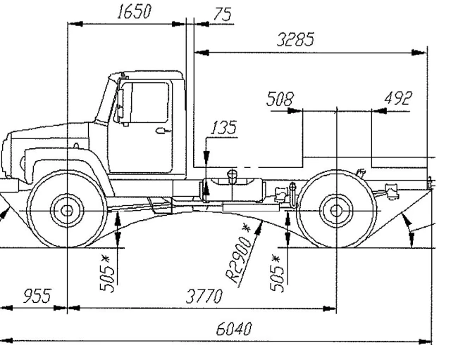 2-Axle Chassis for All-Wheel Drive Diesel Truck, Model 33088
