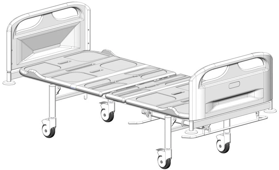 Functional Hospital Bed on Wheels with Plastic Backrests - KF2-01-MSK (MSK-4102P)