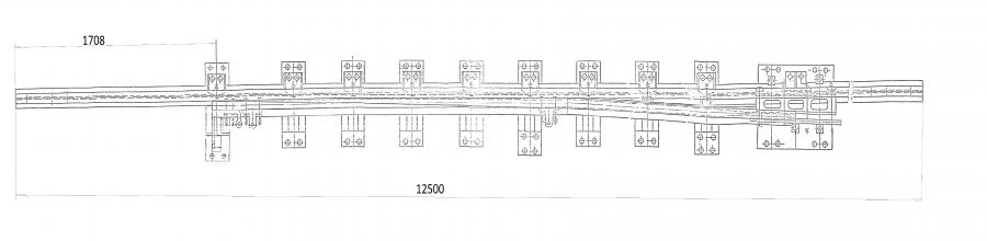 R65 Straight Frame Rail with Curved Switch Point, Project LPTP.668.341.103-01