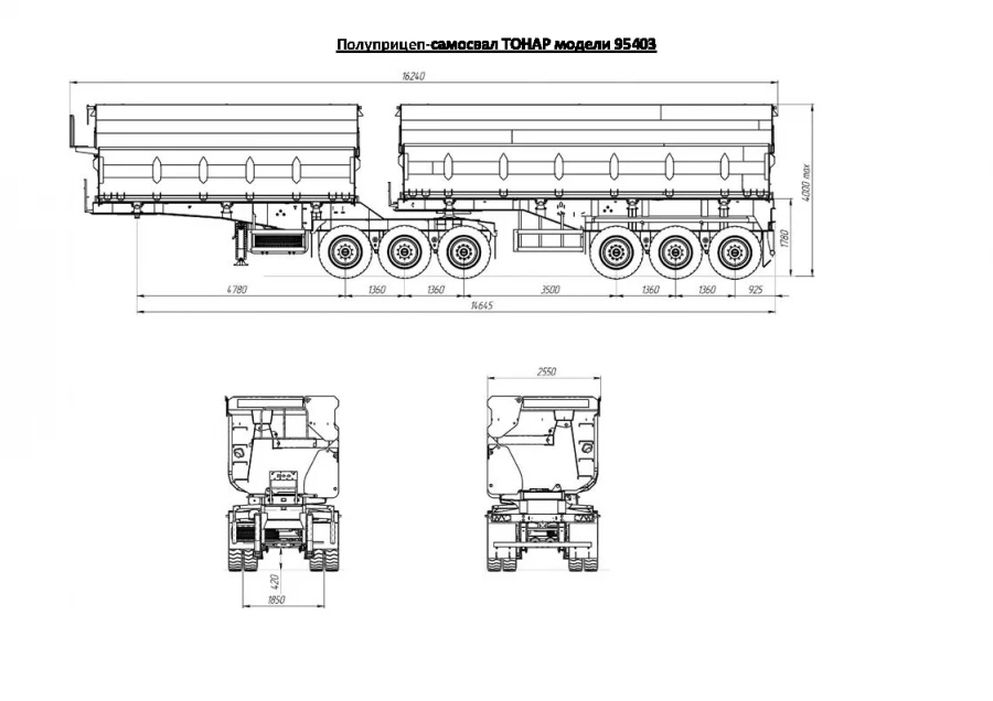 Tonar 95403 Articulated Dump Semi-Trailer for Construction Loads