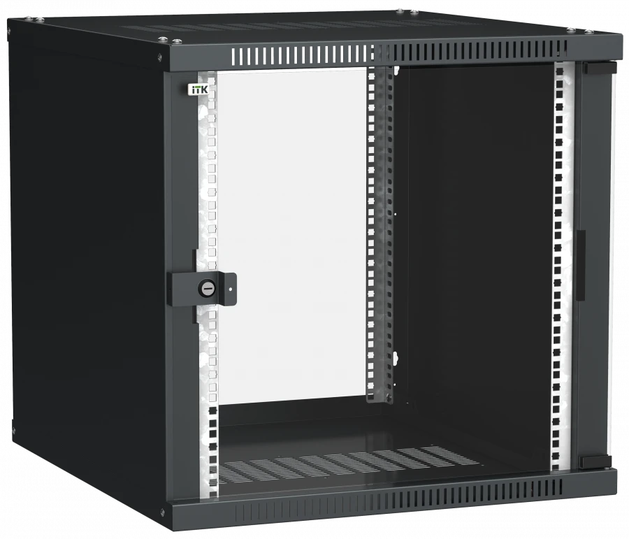 LINEA WE 12U Wall-Mounted Cabinet 550x350mm with Glass Door Black