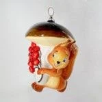 Handmade Glass Christmas Ornament "Squirrel with Mushroom