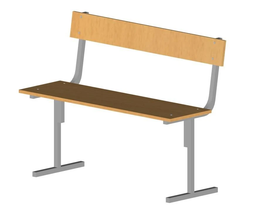 Wooden Locker Room Bench with Metal Frame