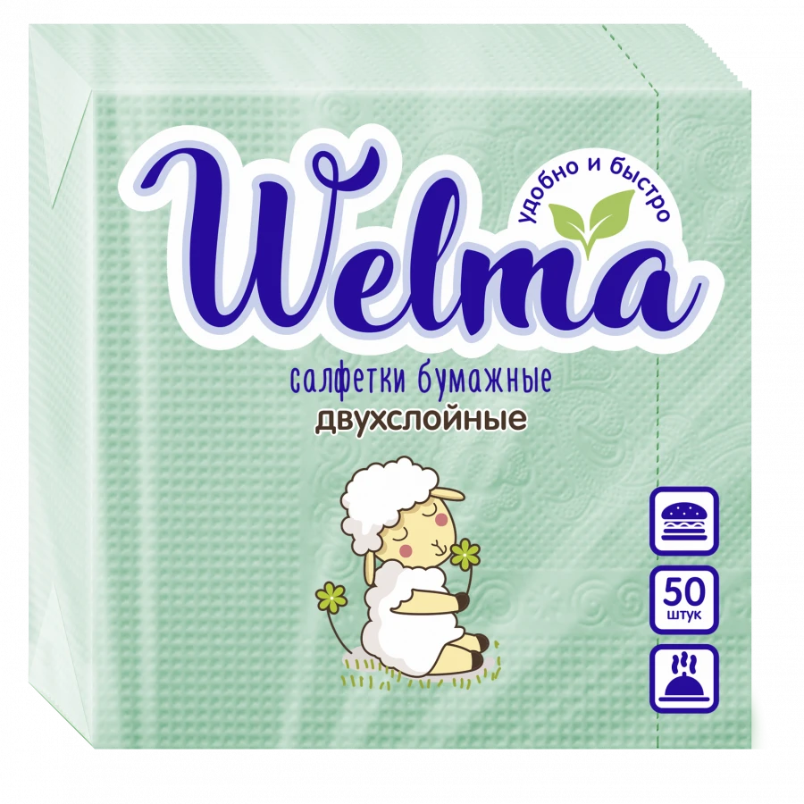 Two-Ply Paper Napkins in Soft Pastel Shades for Dining Use WELMA 1/50/32