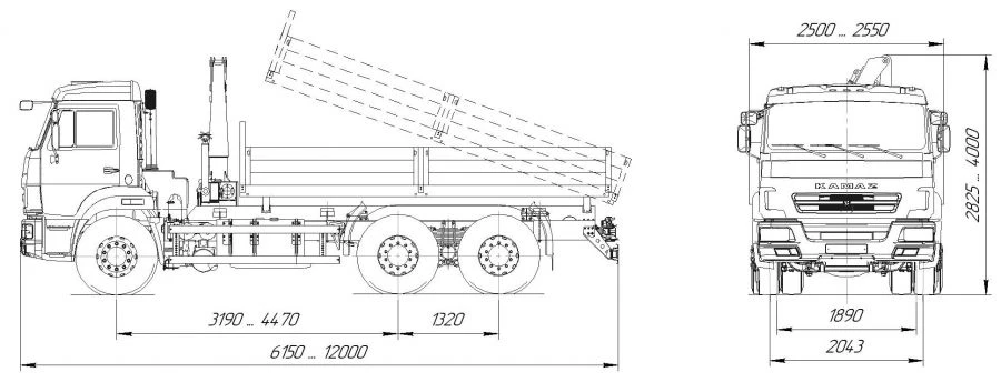 Diesel Dump Truck 20t Capacity, Model 57563 on KAMAZ Chassis