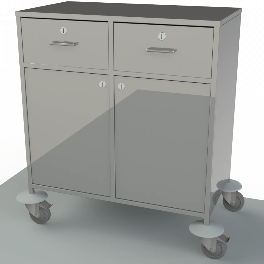 Mobile Anesthesiologist Table with Stainless Steel Top, Drawers, and Shelves SA-1