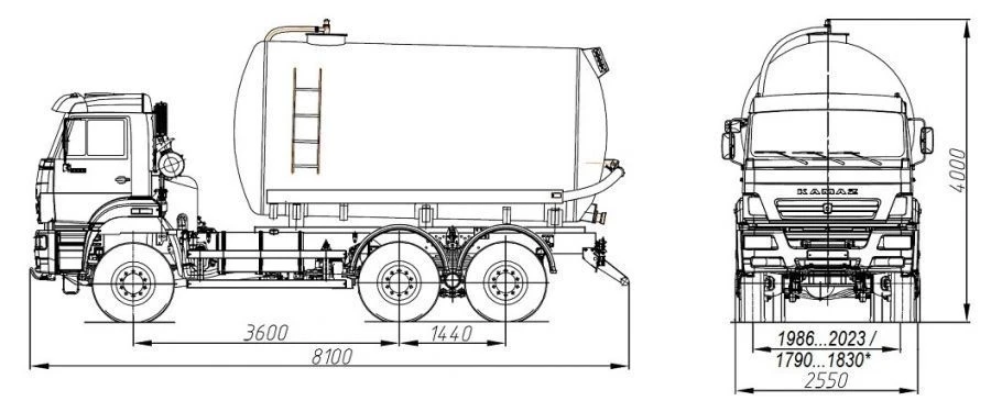 KAMAZ 底盘上的真空罐车 MB 4680A6-40