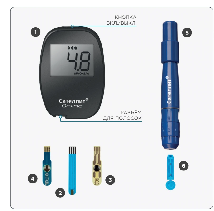 Blood Glucose Monitoring System Glucometer SATELLITE® ONLINE