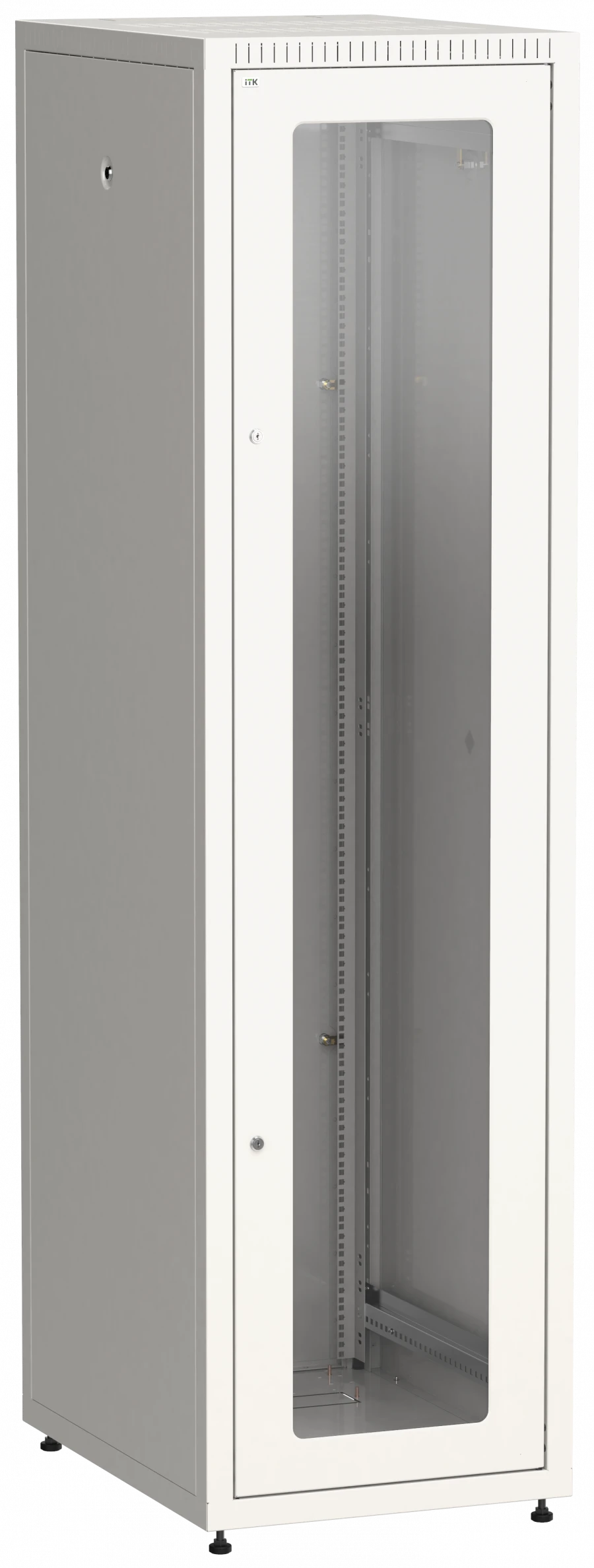 LINEA E 33U Floor Cabinet 600x800mm with 2 Glass & Metal Doors