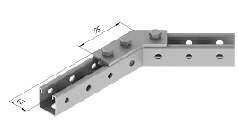 45-Degree Angle Plate with 3 Holes SMA 617, 40x95mm, 5mm Thickness