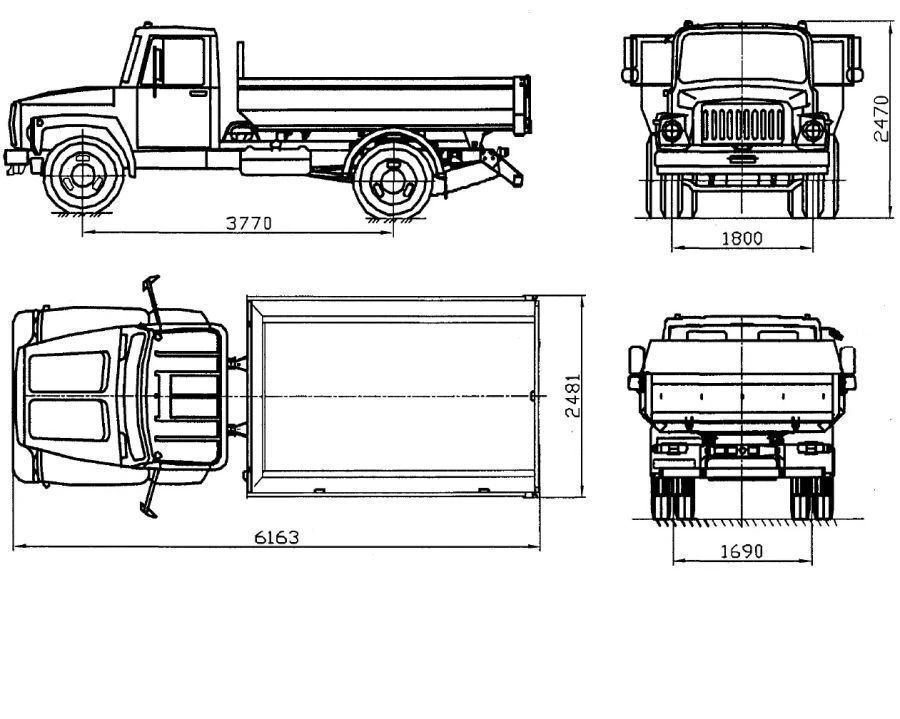 Construction Dump Truck GAZ-SAZ-25062 on GAZ-33086 Chassis 8000 kg