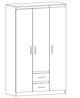 3-Door Wardrobe with PVC Edging