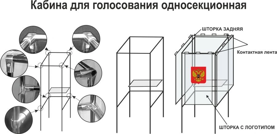 Single-Section Voting Booth with Metal Frame for Easy Assembly