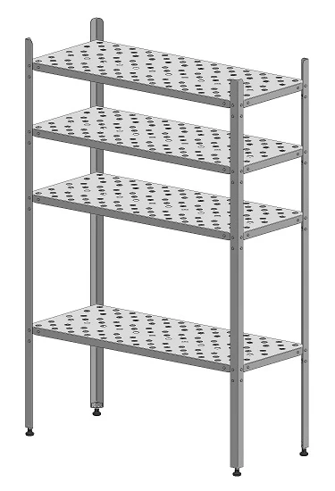 Stainless Steel Shelving Unit 1200x500x1800mm with 4 Perforated Shelves