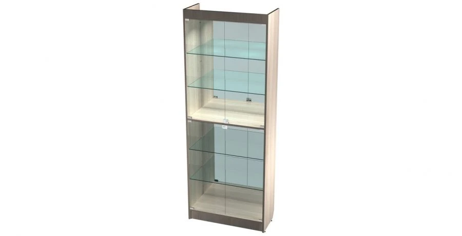 Wide Display Showcase with 4 Glass Panels and Backlight 800x350x2150mm