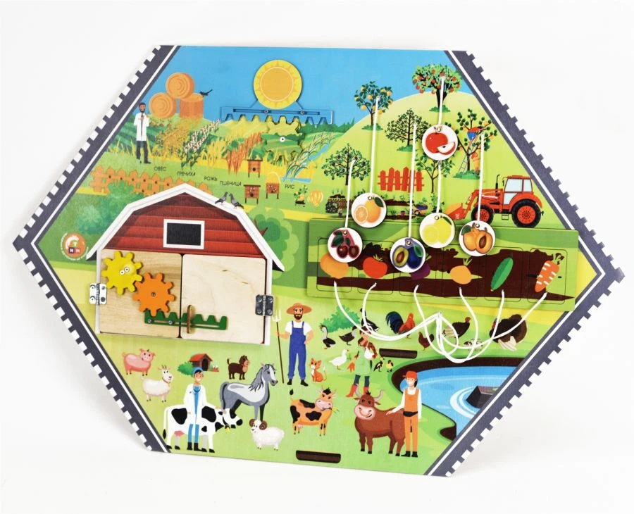 Wall-Mounted Educational Busy Board "FARMER" - Learn Professions Series