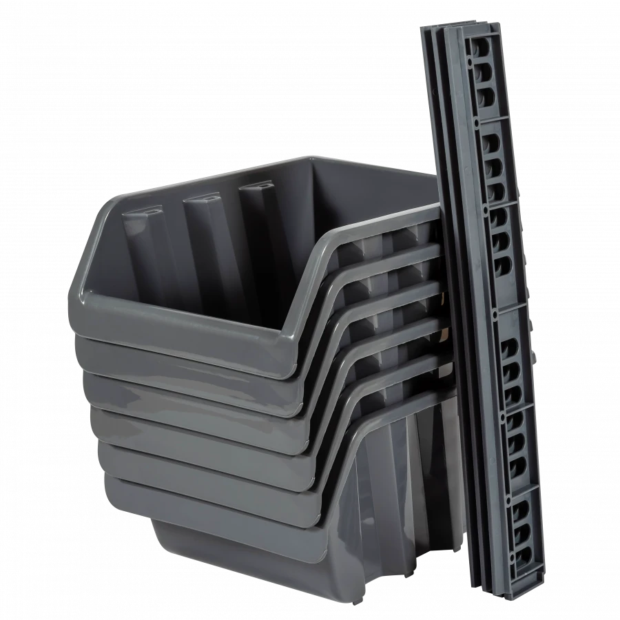 Medium Tray Set for Fasteners with Mounting Bar (6 pcs)