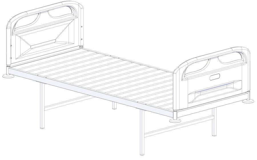 Hospital Bed KF0-01 "MSK" (MSK-4106R) - Steel Slat Frame, Plastic Backrests