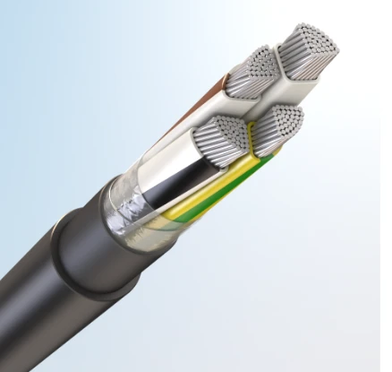 Power Cable with Plastic Insulation for 0.66 and 1 kV, AC 50 Hz, AVVG-E