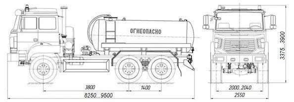 Oil and Gas Condensate Collection Tank AKN/AKNS 4680L9-01 on Ural 5557 Chassis