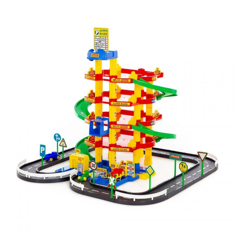 5-Level Parking Garage with Road and Cars, Model 38104