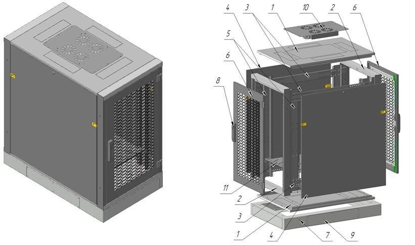 19" Floor-Mounted Telecommunications Cabinet 18U - SHP-P-18U-600x950x1000-PP